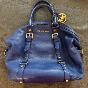 Michael Kors Blue pebble leather medium bowling bag